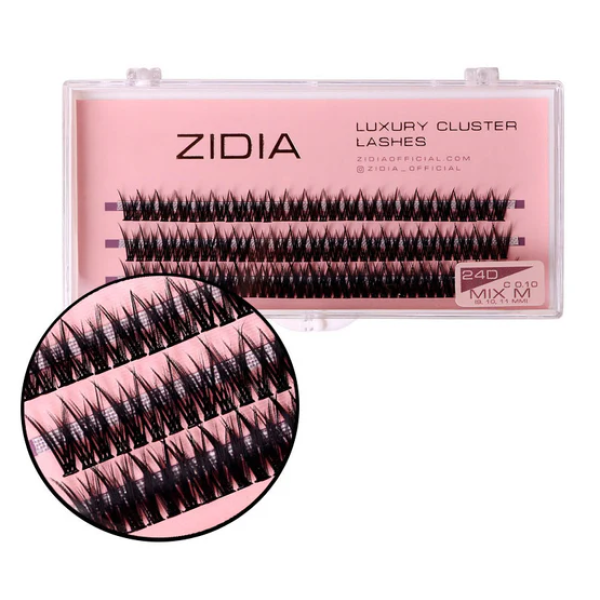 Вії пучкові (3 стрічки, розмір 9,10,11 мм) Cluster lashes fishtail 24d c 0,10 mix (9,10,11mm)