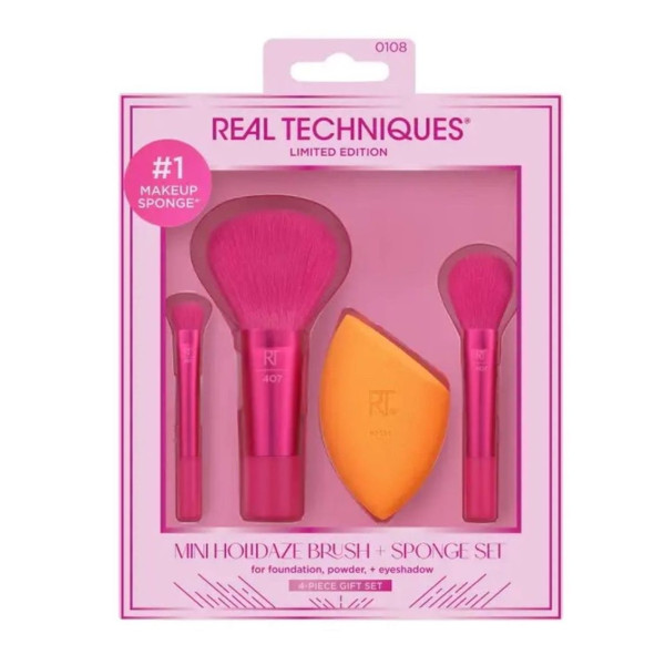Набір пензлів для макіяжу обличчя Limited edition mini holidaze brush + sponge set