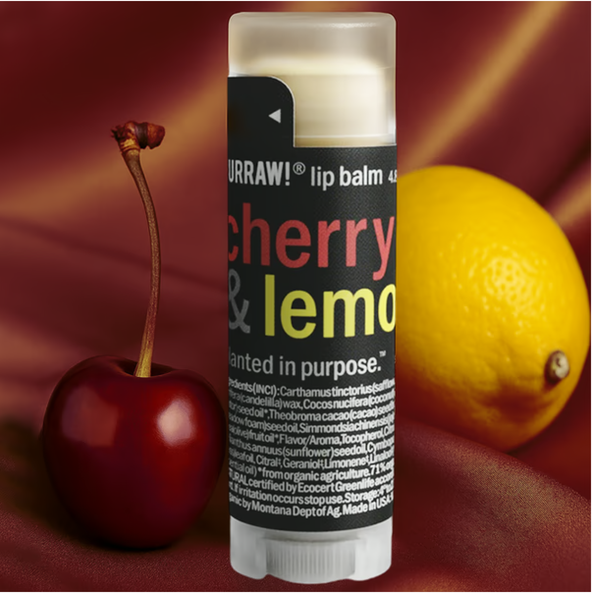 Бальзам для губ з ароматом вишні та лимону Lip balm stick Cherry with lemon
