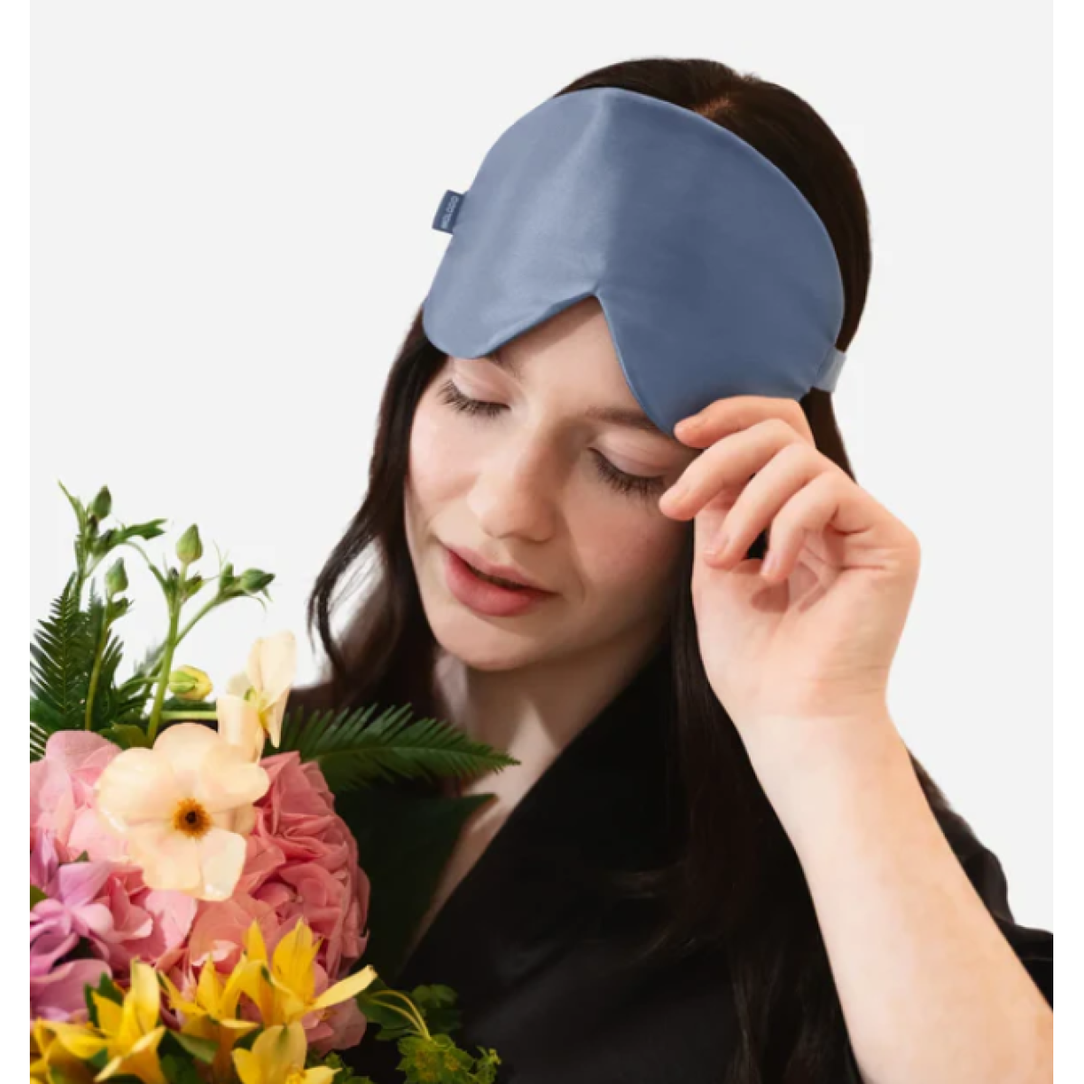 Шовкова маска для сну Silk sleep mask Blue