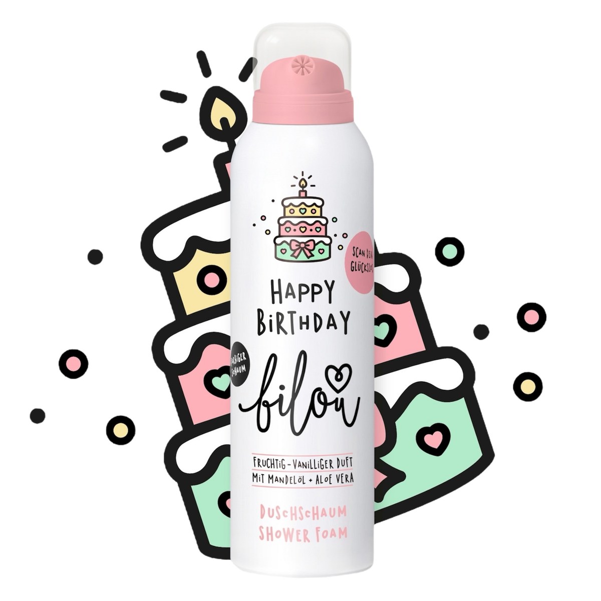 Пінка для душу  з ароматом солодкого іменинного торту Shower foam Happy birthday