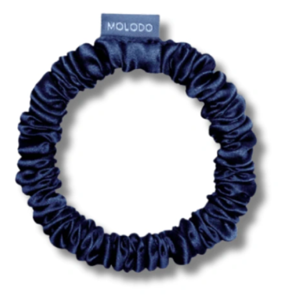Шовкова резинка тонка Silk slim scrunchie Deep sea
