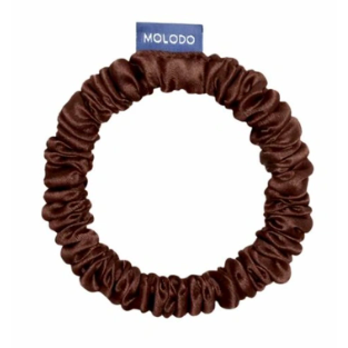 Шовкова резинка тонка Silk slim scrunchie Brown