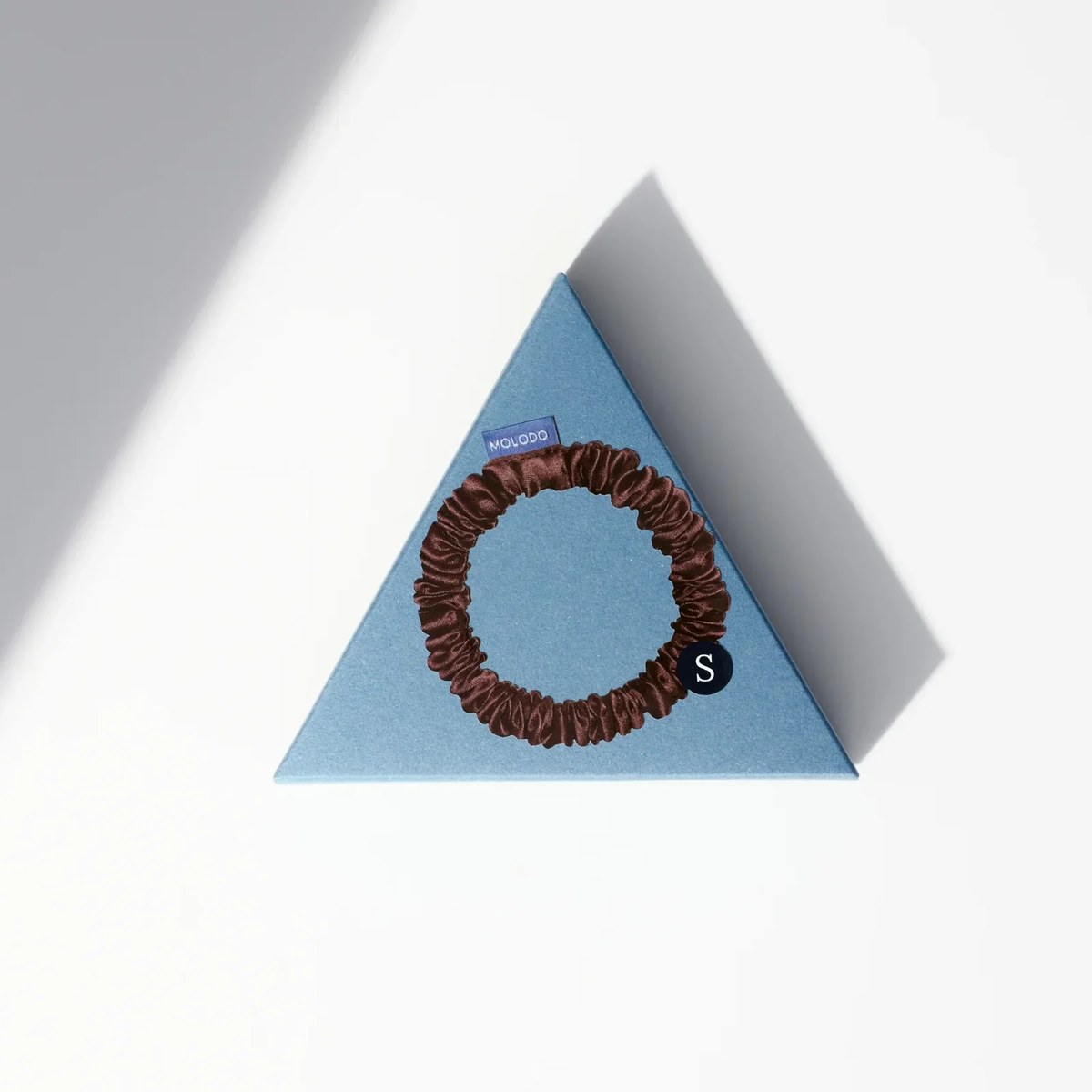 Шовкова резинка тонка Silk slim scrunchie Brown