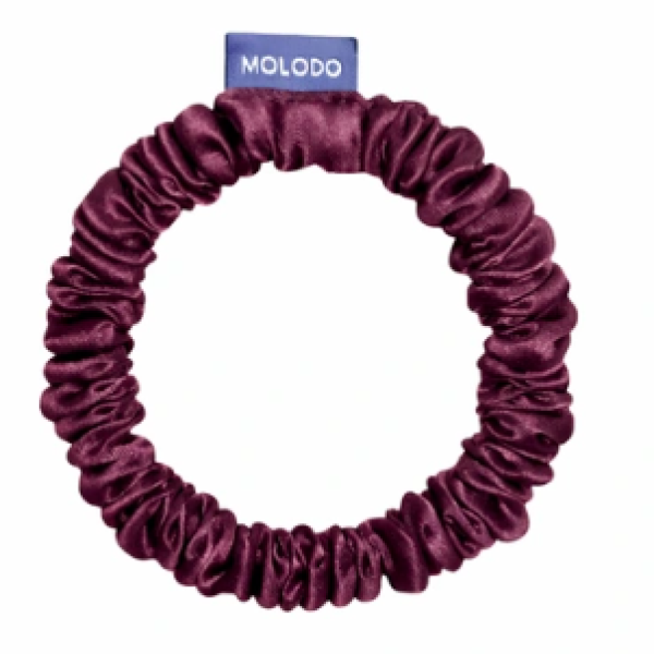 Шовкова резинка тонка Silk slim scrunchie Plum