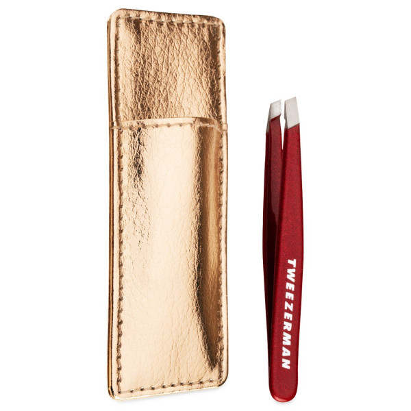 Пінцет для брів у міні форматі Brow slant tweezer mini + case Vintage rose