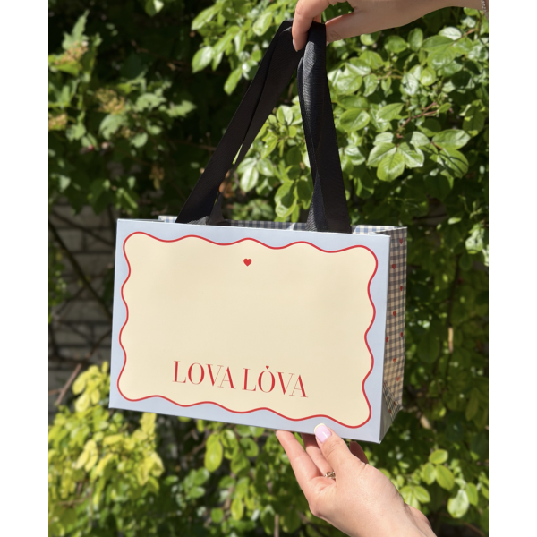 Подарунковий пакет середнього розміру Medium gift bag Gingham & Hearts