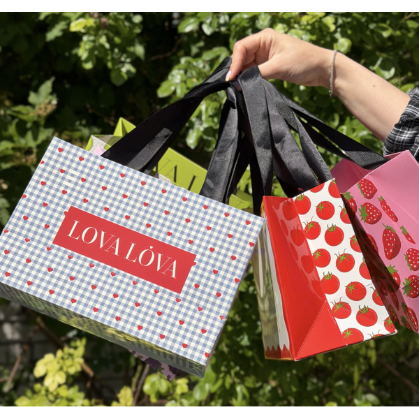 Подарунковий пакет середнього розміру Medium gift bag Gingham & Hearts