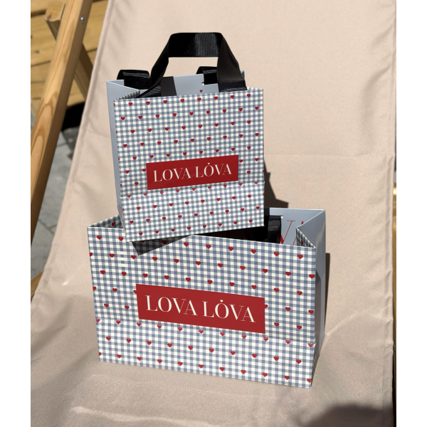 Подарунковий пакет середнього розміру Medium gift bag Gingham & Hearts