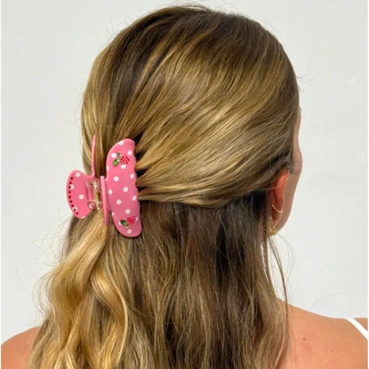 Заколка-краб для волосся Sweetheart clip in Lychee berry dot