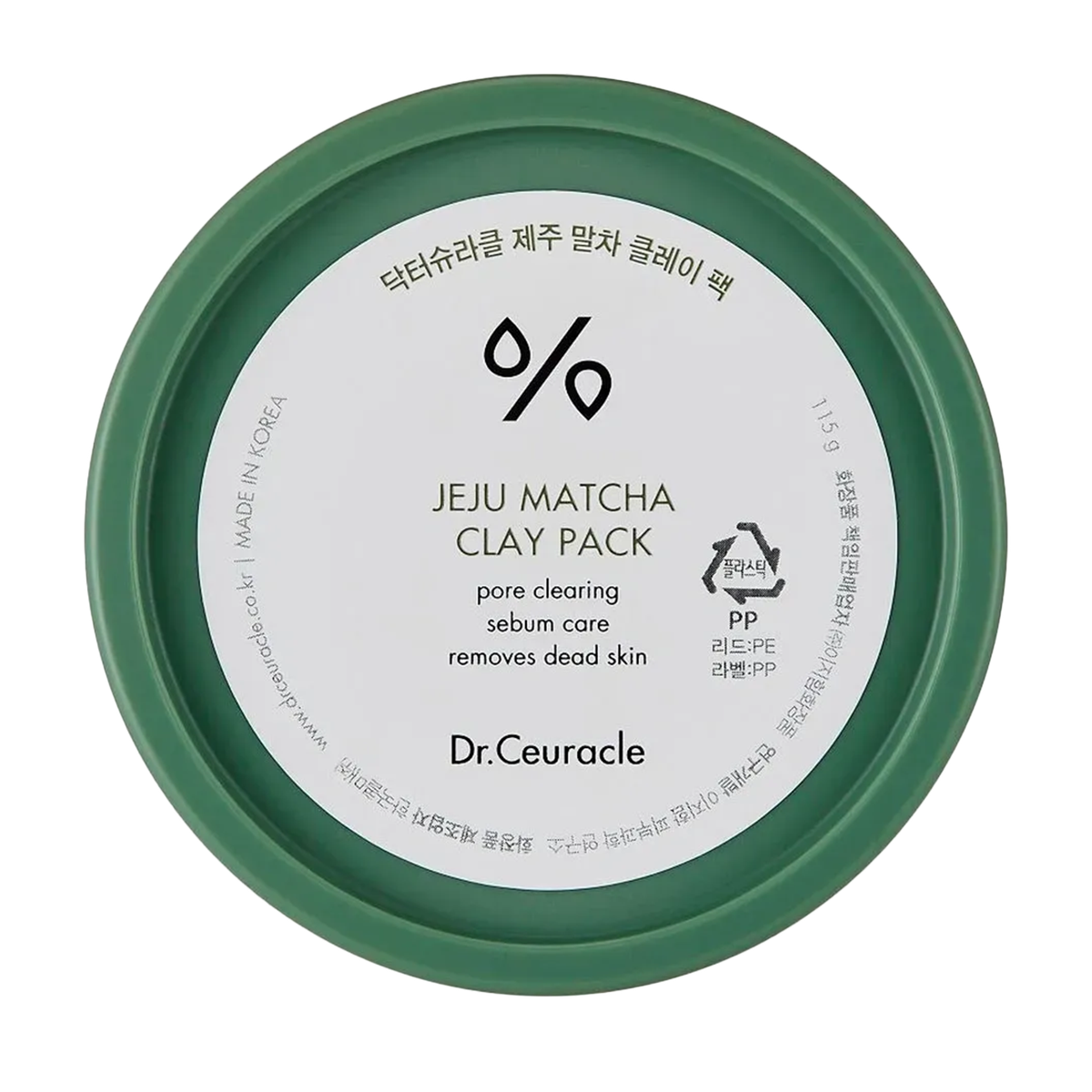 Очищаюча змивна маска для обличчя Jeju matcha clay pack
