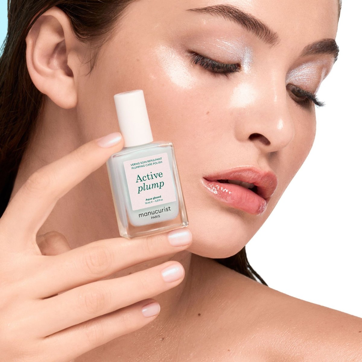 Лак для нігтів з колагеном та перламутровим молочним покриттям Active plump Aqua glazed